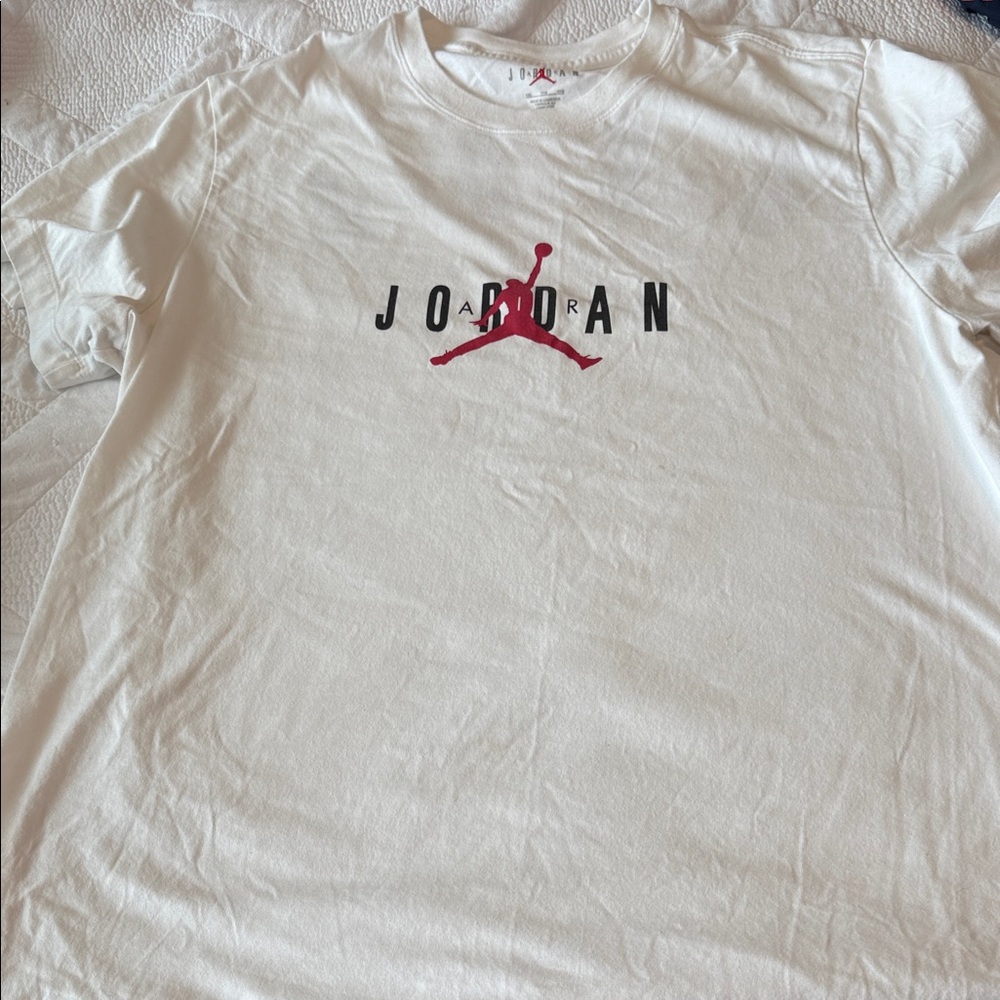 Jordan White Tee with Red Logo